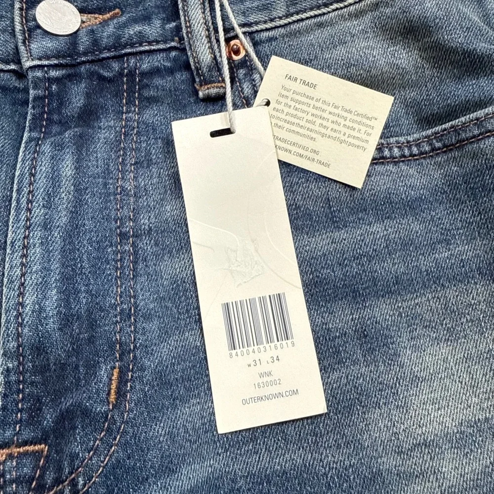 Outerknown Ambassador Slim Fit Jeans Worn Indigo Stretch NWT 31x34 Organic Denim